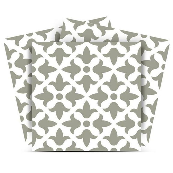 HomeRoots 556389 12 x 12 in. Sage, Gray Fleur Removable Peel & Stick Tiles