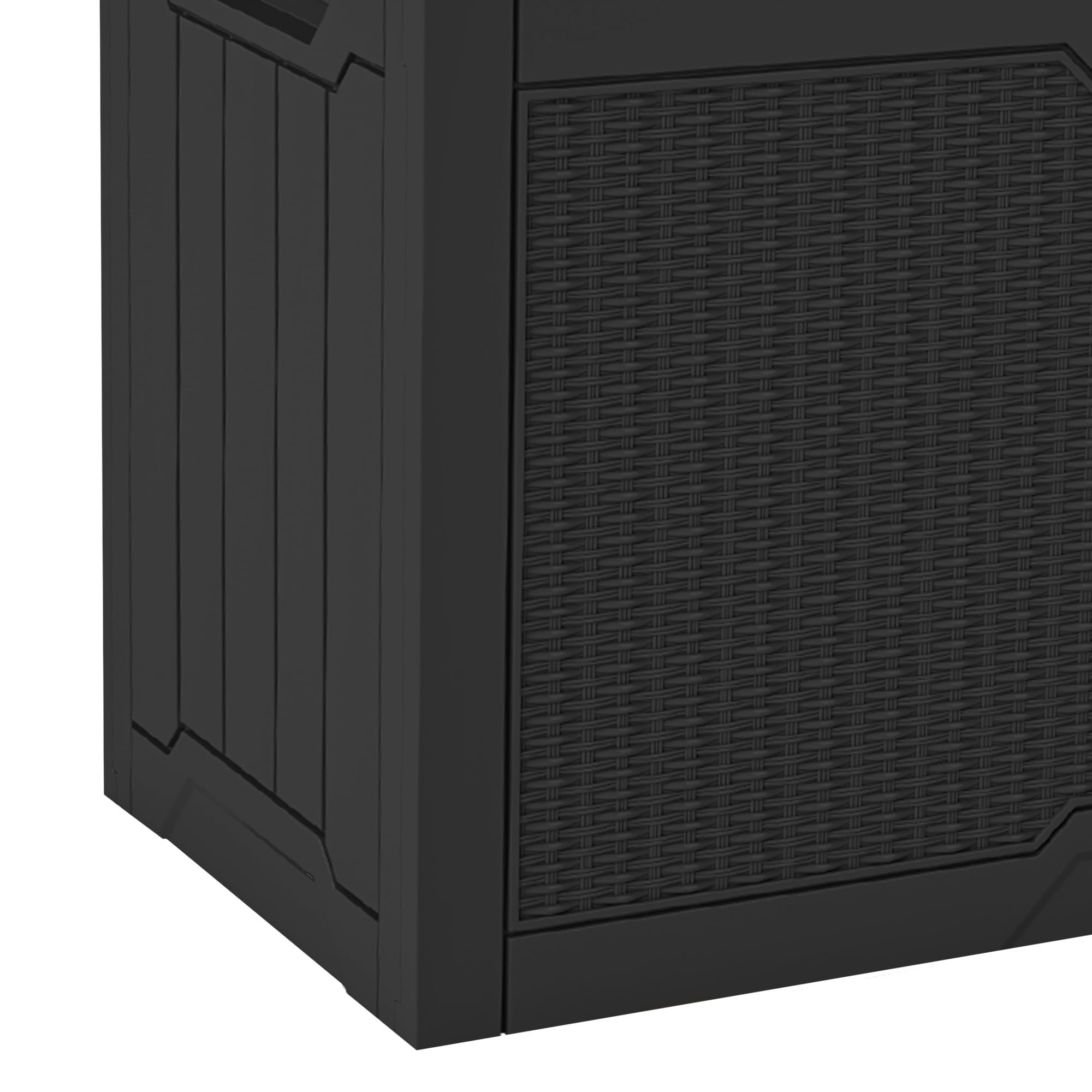 Uforic 80 Gallon Rattan Resin Deck Box, Weather Resistant Lockable Outdoor Storage Bin for Patio, Garden & Backyard Essentials, Black
