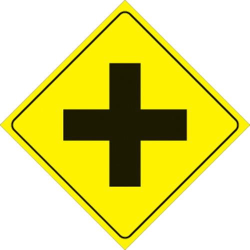 Voss 470 X YR 12x12in. Reflective Trail Sign - 4-Way Intersection (Yellow/Black)