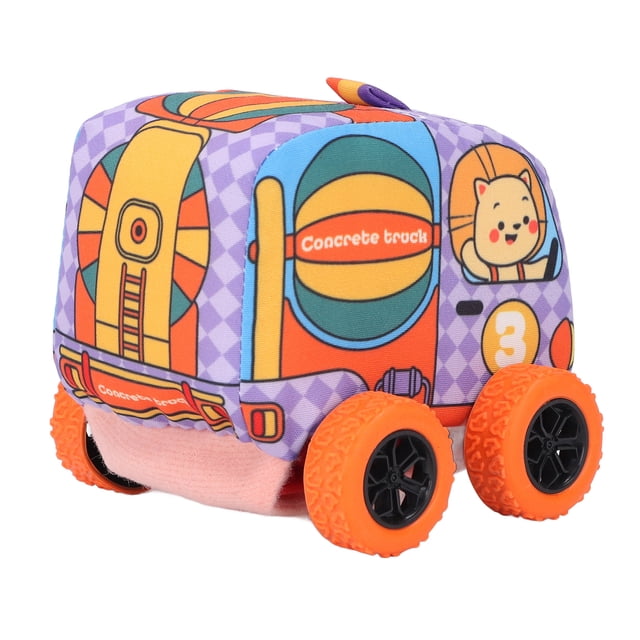 Tela Niños Tire Hacia Atrás Coche, Tela Caricatura Estuche de Transporte Tire Hacia Atrás Coches Interacción Entre e Hijos Suave Bebé Vehículo Juguete para 1 A 3 Años de
