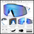 thumbnail image 5 of Oversized Mens Mirrored Shield Sunglasses Rimless Sport Wraparound UV400 / White Frame - Blue Mirror Lens, 5 of 7