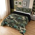 thumbnail image 2 of Manfei Aircraft Camo Queen Comforter Set, Contemporary Art Plane Vehicle Comforter Sets Queen, Dark Olive Green, Black Reversible, 3pcs, 1 Comforter and 2 Pillowcases, 2 of 7