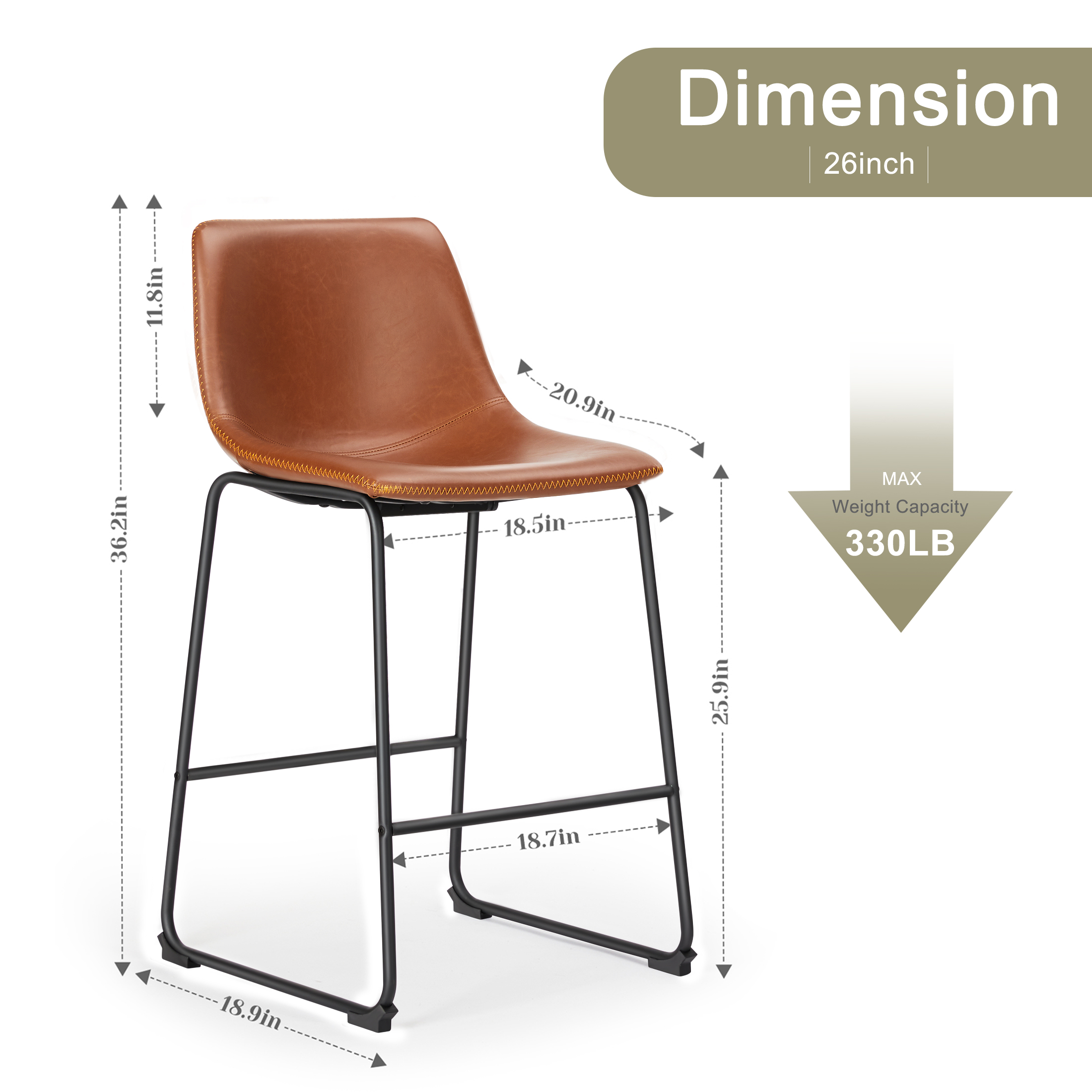 Concetta Counter Height Bar Stools, Set of 2, Brown photo 3