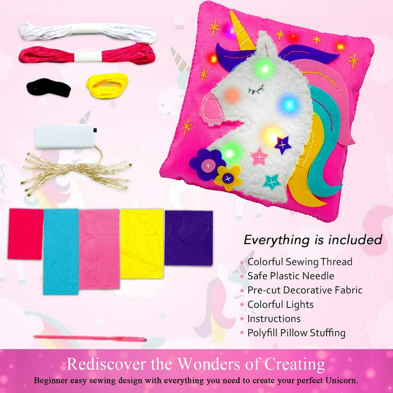 thinkstar Unicorn Pillow Kit - No Sew Unicorn Craft Kit - Gifts