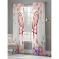 thumbnail image 3 of Easter Sheer Curtains 108 Inch Length 2 Panels Set, Spring Rabbit Ear Colorful Eggs Love Flowers Voile Window Treatment Semi Sheer Long Curtains Drapes for Bedroom/Living Room/Kitchen 52"x108"x2, 3 of 7