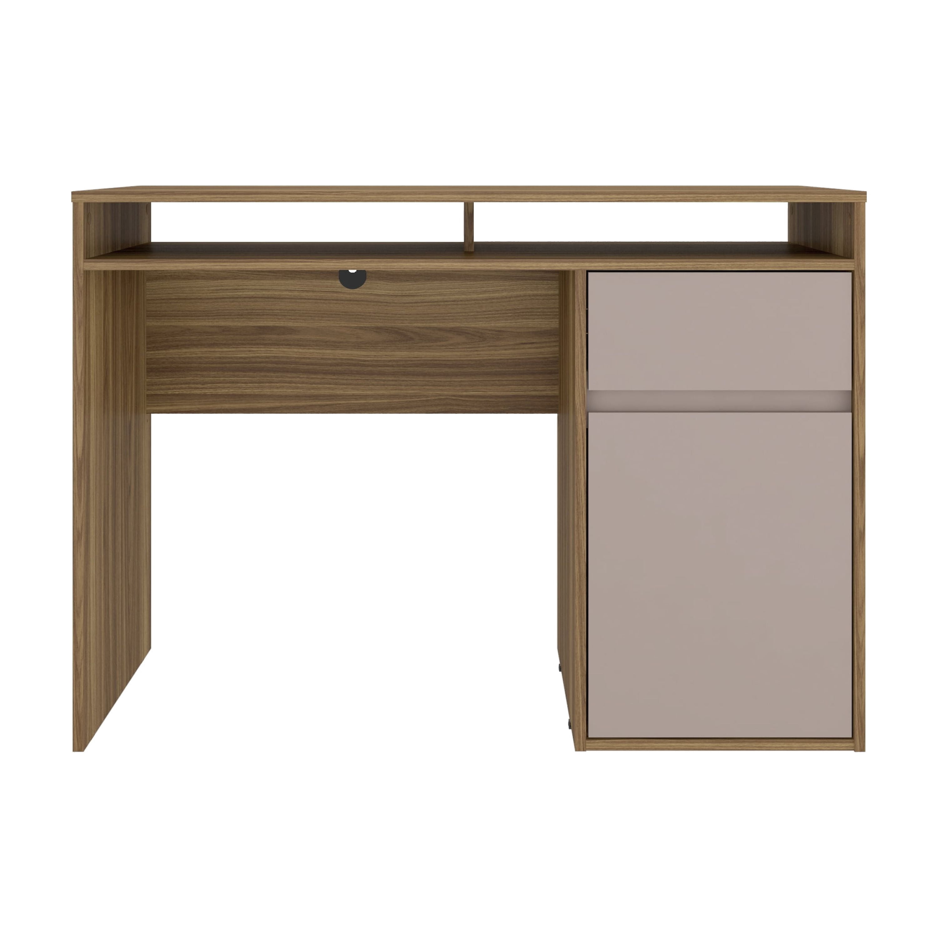 Home Office Workstation with Storage, Walnut