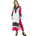 thumbnail image 7 of Bimba Women White Rayon Kurta Kurti Long Sleeve Formal Indian Ethnic Boho Blouse, 7 of 7