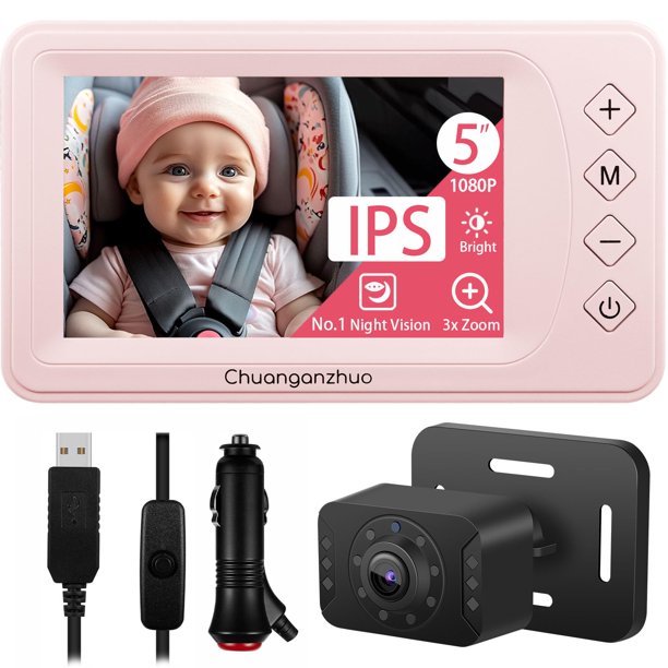 Cámara para Bebés en el Auto Chuanganzhuo S100U con Visión Nocturna 1080P