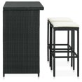 thumbnail image 2 of vidaXL 3 Piece Bar Set Poly Rattan Black, 2 of 5