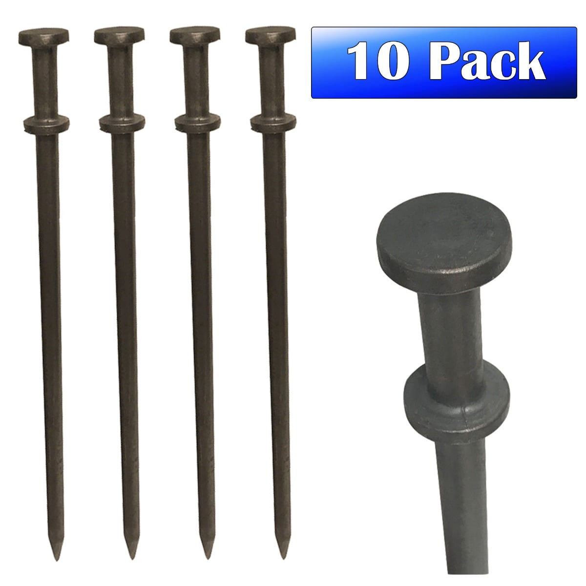 40 x Heavy Duty Hard Ground Tent Awning Steel Rock Pegs in Case With Puller 