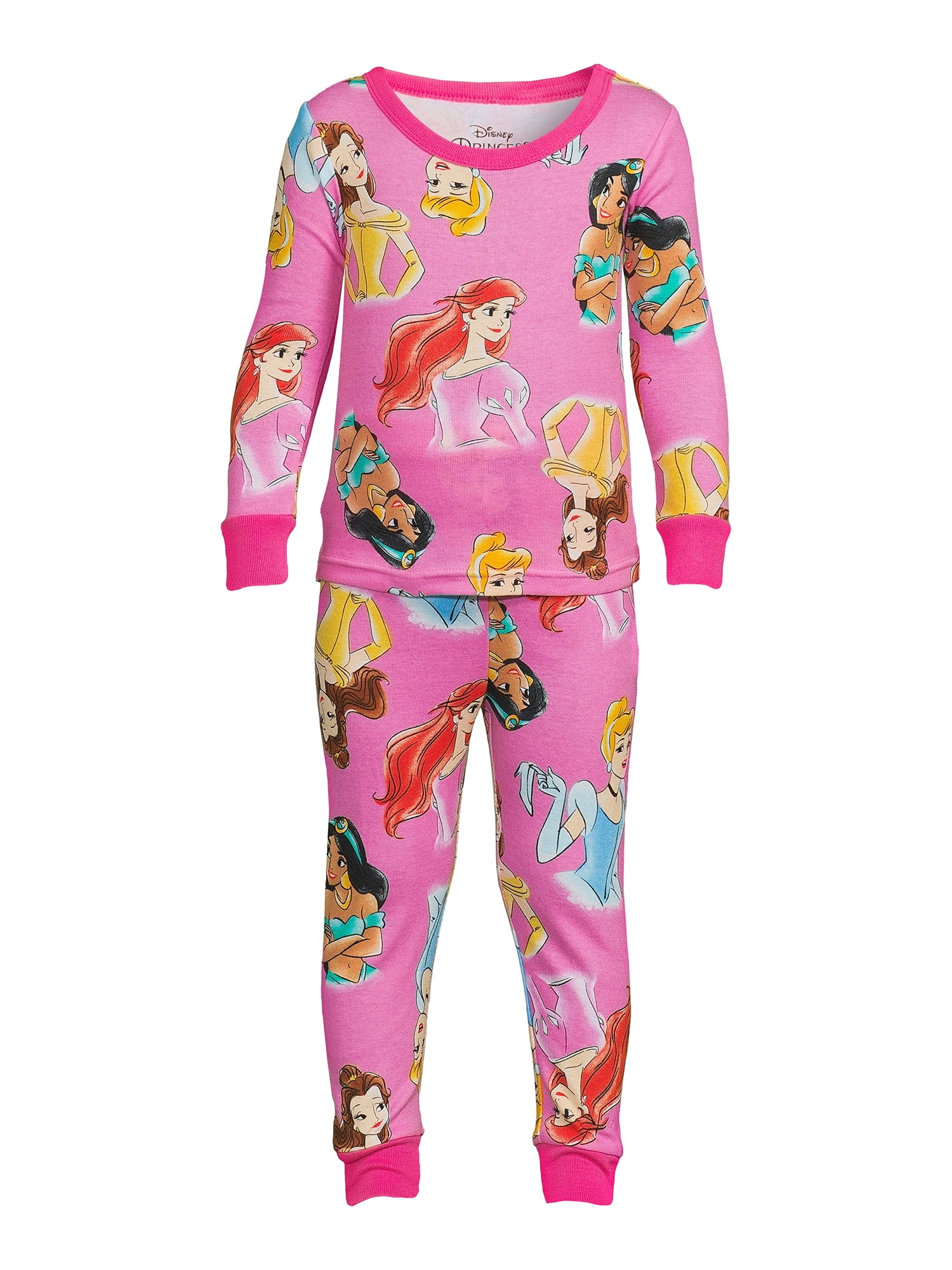 Disney Princess Toddler Girls Long Sleeve Top and Pants, 2-Piece Pajama Set, Sizes 12M-5T
