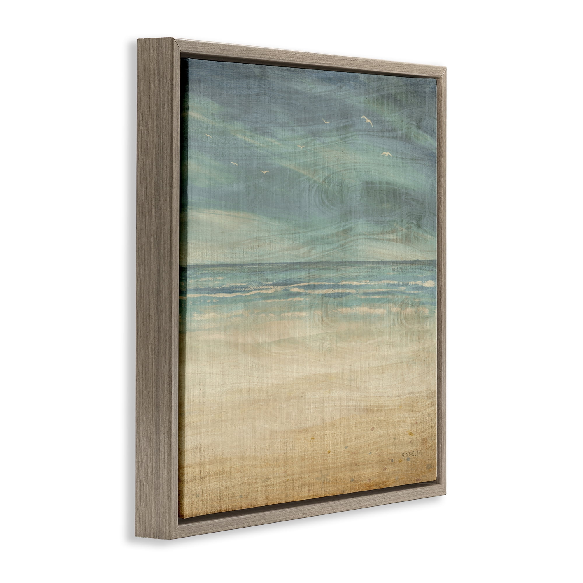 Stupell Industries Moody Coastal Days Brown Framed Floater Canvas Wall Art, design by Dan Meneely