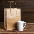 thumbnail image 6 of [50 PACK] Tiny Brown Kraft Paper Bags with Handles, Shopping, Gift Bags, Party, Merchandise, Lunch Bags, Grocery Bags, Takeout, Carryout, Reusable - 8 x 4.5 x 10.25 inch by EcoQuality, 6 of 6