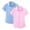 Blue, Pink, variant on 2Pc Basic Collared Shirts for Women Short Sleeve Button Down Business Casual Work Office Blouses Slim Fit Wrinkle Free Tops Plain Dressy Casual Work Office Basic Summer Tops T M