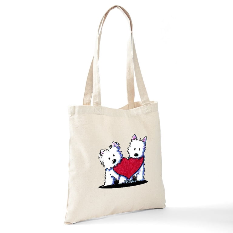 CafePress Heartfelt Westies Canvas Tote Bag - Natural Reusable Shopping Bag