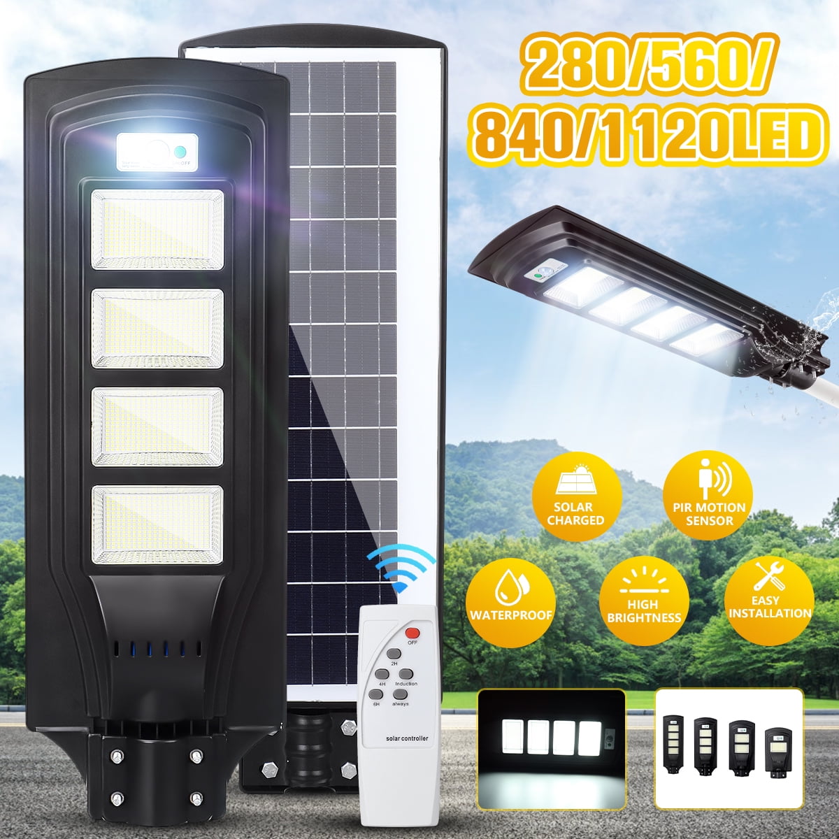 3600W 966LED Solar Street Light PIR Motion Sensor Outdoor Wall Lamp 
