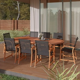 Amazonia Damon 11 Piece Rectangular Extandable Patio Dining Set Eucalyptus Wood Ideal For Outdoors And Indoors Walmart Com Walmart Com