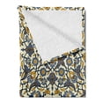 thumbnail image 2 of Turkish Pattern Soft Flannel Fleece Throw Blanket, Flowers in and Traditional Style, Cozy Plush for Indoor and Outdoor Use, 60" x 80", Earth Yellow Slate Blue, by Ambesonne, 2 of 5