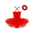 thumbnail image 2 of Raenseen Kids Girls Ballet Tutu Dress Dance Costume Sparkle Sequin Camisole Gymnastics Leotard Dress Red XL, 2 of 6
