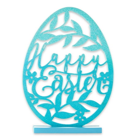 Way To Celebrate Easter Laser-Cut Glittered Blue Egg Decor