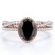 thumbnail image 1 of JeenMata Juego de Bisel Milgrain Diamante Negro Ovalado de 1,5 Quilates Cultivado en Laboratorio y Moissanita: Juego de Boda con Pavé Infinito Retorcido: Baño de Oro Rosa de 18 K sobre Plata, 1 of 6