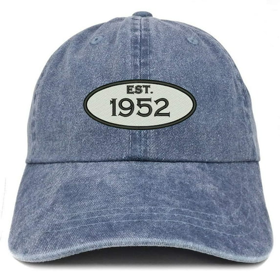 Trendy Apparel Shop Established 1952 Embroidered 66th Birthday Gift Pigment Dyed Washed Cotton Cap - Black