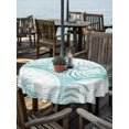 thumbnail image 2 of Outdoor Tablecloth with Umbrella Hole for Patio/Picnic/Party/Camping, Coastal Shell Turquoise Waterproof Table Cloth Round Cover Washable, Summer Ocean Shell Beach (Dia 60"), 2 of 9
