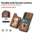 thumbnail image 6 of SaniMore for Samsung Galaxy S21 Wallet Case, [RFID Blocking] Elastic Card Slot Vehicle Magnetic PU Leather Ring Holder & Lanyard Stand Money Pocket Cover for Samsung S21 5G, Brown, 6 of 12