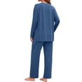 thumbnail image 4 of MOSHU 2 Piece Lounge Sets for Women Side Slit Pajamas Sets Loose Long Sleeve Tops and Wide Leg Pants Casual Outfits, 4 of 12