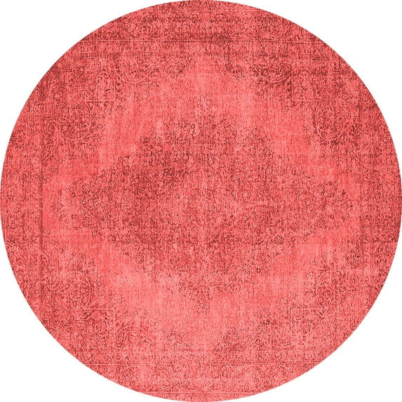 Ahgly Company Indoor Round Oriental Red Industrial Area Rugs, 7' Round
