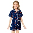 thumbnail image 1 of Kids' 4th Of July Printed Satin Pajama Set Short Sleeve, 1 of 4