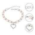 thumbnail image 2 of Collar para mascotas con colgante de corazón de cristal, collar para gatos y perros, joyería con perlas brillantes, talla S (rosa), 2 of 6