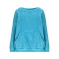 thumbnail image 6 of Annhoo Women's Fuzzy Sweaters Winter Fleece Warm Tees Crewneck Long Sleeve Pullovers Comfy Soft Lounge Shirts, 6 of 8