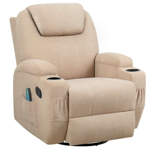 Homall Heated Swivel Rocking Recliner Chair Massage Fabric 360° Swivel Rocker Recliner Living