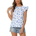 thumbnail image 1 of INSPIRAR CHIC Blusa de Verano de Manga Voladora con Estampado Floral y Detalles de Encaje L Blanca, 1 of 5