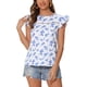 thumbnail image 1 of INSPIRAR CHIC Blusa de Verano de Manga Voladora con Estampado Floral y Detalles de Encaje L Blanca, 1 of 5