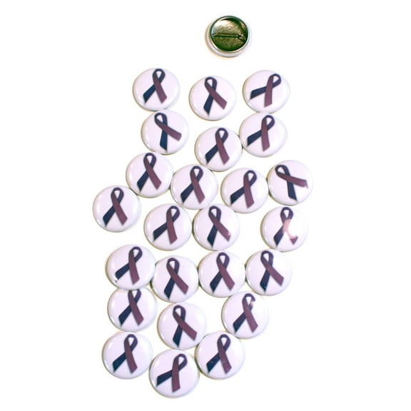 Purple Ribbon Awareness Pinback Buttons - 1 Inch Round - 25 Pack