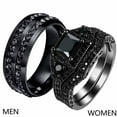 thumbnail image 1 of Black Matching Rings His and Her Rings Couple Rings 1ct CZ Wedding Ring Sets Men Wedding Band, 1 of 6