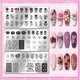 thumbnail image 3 of Juego de 3 placas para estampar uñas con diseño de rosas, plantillas para uñas con diseño de ramo, plantillas para manicura con estampado floral vintage., 3 of 7