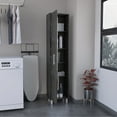 thumbnail image 3 of DUOSONG 70.8H" Tall Narrow Storage Cabinet With 5-Tier Shelf, 3 Broom Hangers And Metal Hardware, Smokey Oak Oak Pine Furniture Primary Living Space Cabinets, 3 of 7