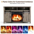 thumbnail image 6 of SESSLIFE 58" Fireplace TV Stand for TVs up to 65", Farmhouse Entertainment Center with Electric Fireplace, Sliding Barn Doors and Storage Cabinets, Washed Gray, 6 of 8