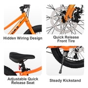 Glerc Mars Kids Mountain Bike, 20 Inch Fat Tire Bike for Teen Ages 6-12 Year Old, Bicycle with 2.8-Inch Wide Tires and 6 Speed Drivetrain,Orange