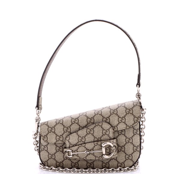 Pre-Owned Horsebit 1955 Asymmetric Shoulder Bag GG Coated Canvas Mini By Rebag