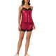 thumbnail image 2 of Conjuntos de pijama de satén para mujer INSPIRE CHIC con tirantes de encaje y pantalones cortos, 2 piezas, conjuntos de lounge de seda M Burdeos, 2 of 6