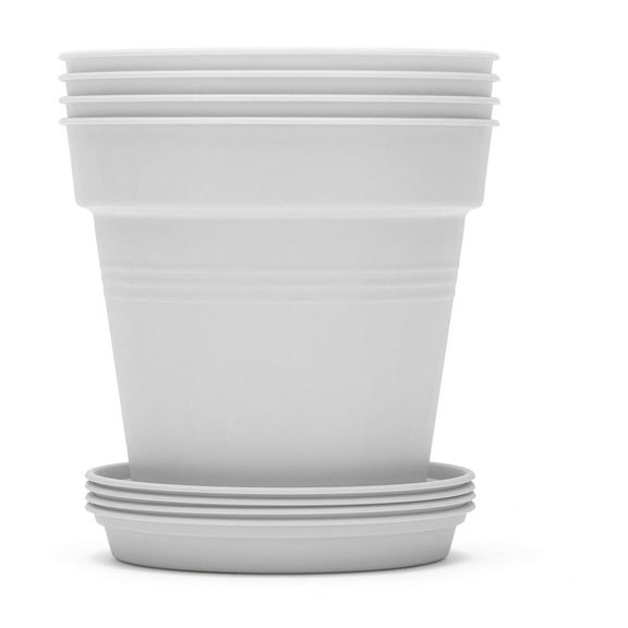 Mintra Garden - 19cm Round Garden Pots - (19cm Diameter - 7.5inW x 6.75inH)