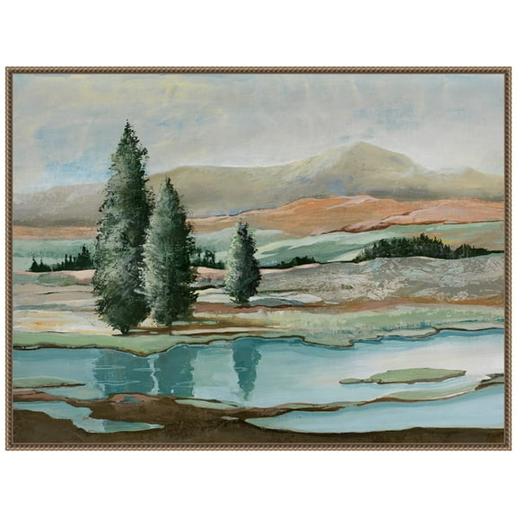 Amanti Art Trees Across The River Framed Canvas Wall Art Print
