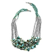 Shop LC Multi Strand Turquoise Seed Bead Necklace for Women Beaded Jewelry Size 24"  Boho Western Birthday Gifts for Women