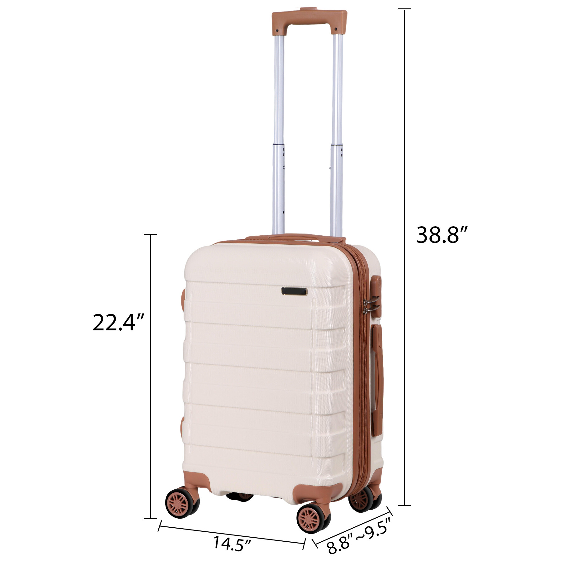 ZENY 21" Expandable ABS Luggage Suitcase Trolley, White