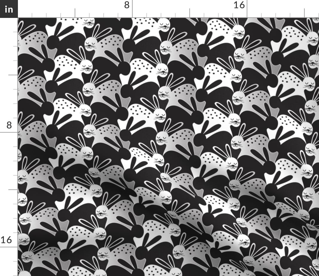 Spoonflower Fabric - Bunny Bunnies Animal Black White Nursery Houndstooth  Printed on Linen Cotton Canvas Fabric Fat Quarter - Sewing Home Decor Table  Linens Apparel Bags 