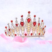 Amosfun Multi Color Large Wedding Crown Baroque Style Bridal Headwear Lightweight for Engagements Parties